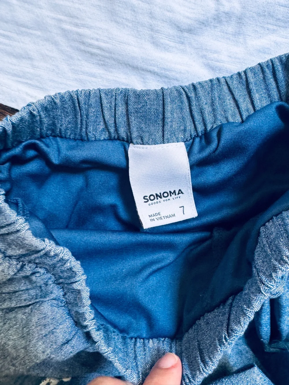 Sonoma White Eyelet Tank with Blue Chambray Skirt Set